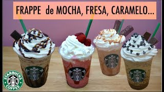 4 FRAPPUCCINOS Starbucks de mocha fresa caramelo java chip [upl. by Nylecaj683]