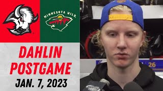 Rasmus Dahlin Postgame Interview vs Minnesota Wild 172023 [upl. by Pinkerton]