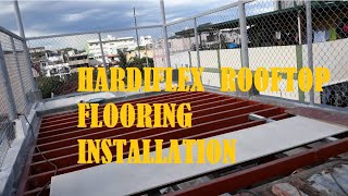 Cement board rooftop flooring installation [upl. by Cirdes]