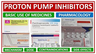 PROTON PUMP INHIBITORS BASIC USE OF MEDICINE EXAMPLES MECHANISM DOSE SIDEEFFECTS PHARMACOLOGY [upl. by Reprah]