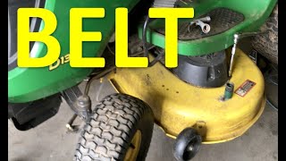 How to Install DECK BELT John Deere Riding Mower D100 D105 D110 D120 D130 D140  Riding Lawn Mowers [upl. by Audry]