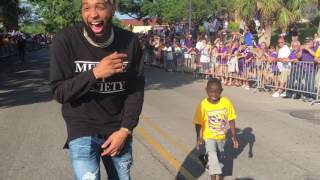 Watch Odell Beckham Jr dance down LSUs Victory Hill with super fan Jarrius Robertson [upl. by Venuti816]