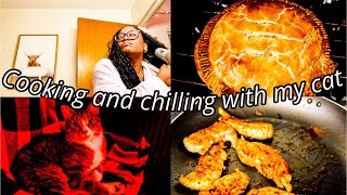 VLOGMAS DAY 12  homemade chicken pot pie creamy chicken noodle soup and chilling with my cat [upl. by Salvidor]