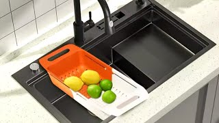 Over Sink Colander Expandable Kitchen Colander Strainer Fruit Washer Sink Drain [upl. by Nnaynaffit]