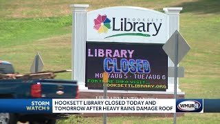 Hooksett Library closed Monday and Tuesday after heavy rains damage roof [upl. by Anehc]