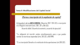 Lec011 Tema 9 Modificaciones del capital social umh1425sp 201516 [upl. by Ky]