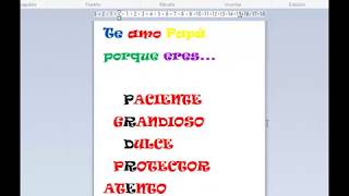 1RO ACROSTICO DEL DIA DEL PADRE WORD PAD [upl. by Yasmar171]