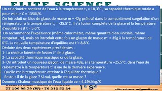 1ESPHYSIQUE 2e exercice de synthèse en calorimétrie pour taider à mieux comprendre😊 [upl. by Lasky983]