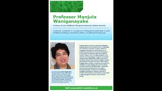 Prof Manjula Waniganayak AUS Pedagogical leadership in early childhood settings [upl. by Enyledam]