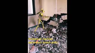 The humanoid robot opens the decoration house and hits the wall [upl. by Sherrer]