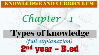 Types of knowledge  knowledge and curriculum  chapter  1  2nd year  Bed  explained in tamil [upl. by Notsruht]