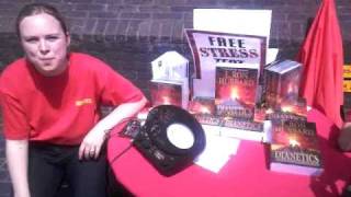 Heckling Scientologists in sunny London [upl. by Eyllek]