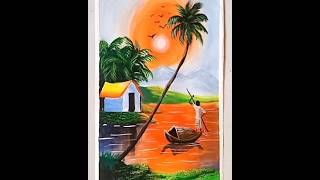 Indian Village scenery 🤩😊 Wow 😮shorts shortvideo painting [upl. by Riabuz]