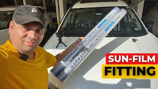 Sun control film installation in the car GARWAREIceCool Shield RTAapproved Film  TATA SAFARI [upl. by Hayimas598]