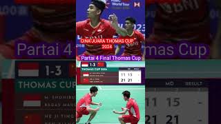 FINAL THOMAS CUP INDONESIA KALAH DENGAN SKOR 31 MELAWAN CHINA [upl. by Zelma607]