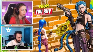 Streamers Play With Arcane Jinx Skin In Fortnite  Fortnite x League Of Legends Jinx Skin Gameplay [upl. by Aihsot]