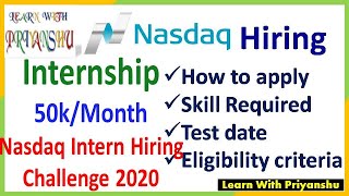 Nasdaq Intern Hiring Challenge 2020  Internship 2022 Batch [upl. by Amesari955]