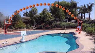 BASKETBALL TRICKSHOTS HORSE CHALLENGE LOSER JUMPS IN POOL WITH CLOTHES [upl. by Latsyrc]