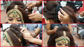 real bridal जुड़ा hairstyle for beginners step by step easy amp simple method [upl. by Grunberg290]