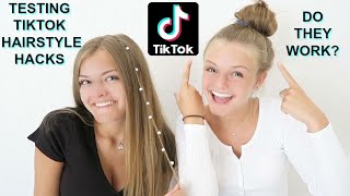 Trying Viral TikTok Hairstyle Hacks  Jacy and Kacy [upl. by Imena]