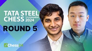 Watch Anish v Pragg Alireza Nodirbek Wei Yi amp Ian Hunt For The Lead  Tata Steel 2024 Rd 5 [upl. by Crifasi]