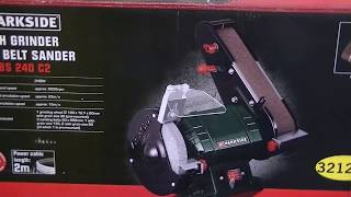 UNBOXING A REPLACEMENT PARKSIDE BENCH GRINDER WITH SANDING BELT [upl. by Anayt916]