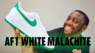 Nike Air Force 1 White Malachite Green On Foot Sneaker Review QuickSchopes 644 Schopes FJ4146 102 [upl. by Eyahsal]