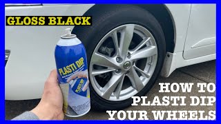 How to Plasti dip your WheelsRims  Gloss Black finish SO EASY [upl. by Nahgiem]