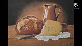 Kresba pastelem  Zátiší s chlebem  Drawing with pastels  Still life with bread [upl. by Latisha176]