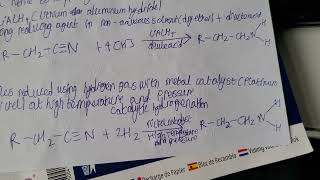 Nitriles reduced using hydrogen gas with metal catalystPlatinumNickel at high temperature pressure [upl. by Nesila]