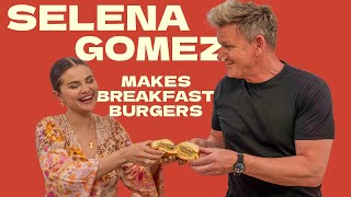 Selena Gomez Makes A Breakfast Burger with Gordon Ramsay [upl. by Rojam]