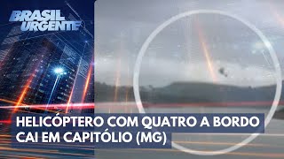 Helicóptero com quatro a bordo cai em Capitólio MG  Brasil Urgente [upl. by Nnylodnewg]