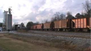 CSX southbound ballast train A019 at New McEver Rd in AcworthGA [upl. by Oirobil134]