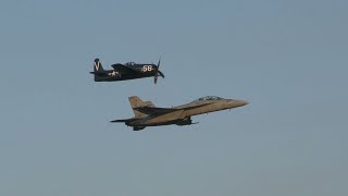 F18 and F8F Bearcat Capital Airshow 2024 Sunday 4K 60fps [upl. by Ayotac604]