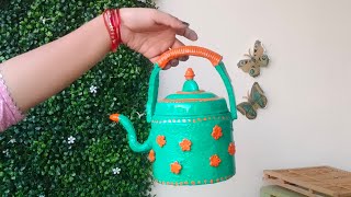 DIY Traditional kettle  made from plastic container  antique Look alike home decor [upl. by Nivaj]