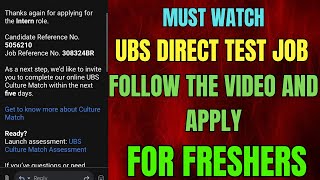 UBS Direct Test Job  High Salary Job  How To Apply All in One Video [upl. by Sarazen]