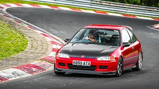 K20 Swapped 93 Civic – Nurburgring TF Lap [upl. by Ylrebmek]