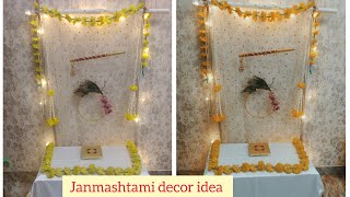 Janmashtami decoration idea  pooja backdrop decoration  Janmashtami decoration at home [upl. by Nnaeed]