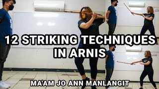 12 Striking Techniques in Arnis with Partner Demonstration with Partner [upl. by Bonacci]