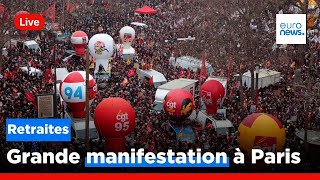 DIRECT  Retraites  grève massive et manifestations en France [upl. by Arakaj]