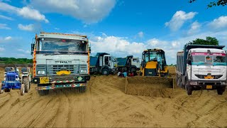 JCB 3dx Loading Mud in New TATA Signa 3530 Tipper Tata 2518 Truck Tata Tipper Tractorsjcbjcbvideo [upl. by Akihsal]