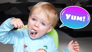 ISLA EATS  Cute BABY eating porridge and fruit SWEET TALKING mukbang [upl. by Felicie]