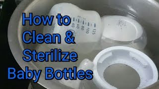 How to clean and sterilize baby feeding bottles boiling method of sterilization [upl. by Pisano]