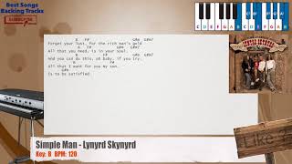 🎹 Simple Man  Lynyrd Skynyrd Piano Backing Track with chords and lyrics [upl. by Kathlene]