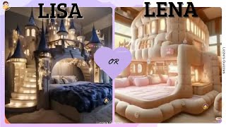 LISA OR LENA 💗💜  rooms  house  beds lena lisa lisaandlena lisaorlena viral trending [upl. by Sherlocke]