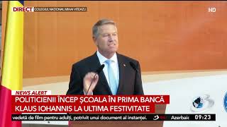 Ultimul discurs al lui Klaus Iohannis ca președinte la deschiderea anului școlar [upl. by Etnovaj309]