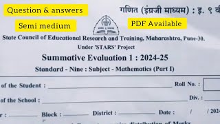 Summative Evaluation 1 202425 Class 9th Math Question Paper and Answers [upl. by Cartwright]