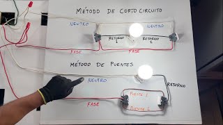 2 Formas de conectar los Interruptores de 3 vías Método de Cortocircuito VS Método de Puentes [upl. by Aenea296]