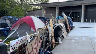 Fencing and Barricades Put Up at Encampment on Wayne State University Campus in Detroit [upl. by Aihsram]