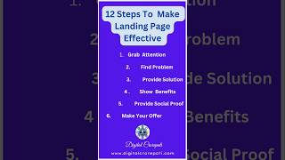 12 Steps To Make a Landing Page Effective । shortsfeed shorts [upl. by Mellie]